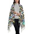 thumbnail image 3 of Cauagu Colored Glass Print Women Wrap Shawl tassels Scarves Retro Scarf 77.6"X28.3", 3 of 8