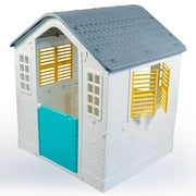 Dolu: Playhouse - White, Green, Yellow - Indoor & Outdoor Toy, Pretend Play, Sliding Shutters, Pet Gate, Waterproof Plastic, Toddler & Kids Ages 2+