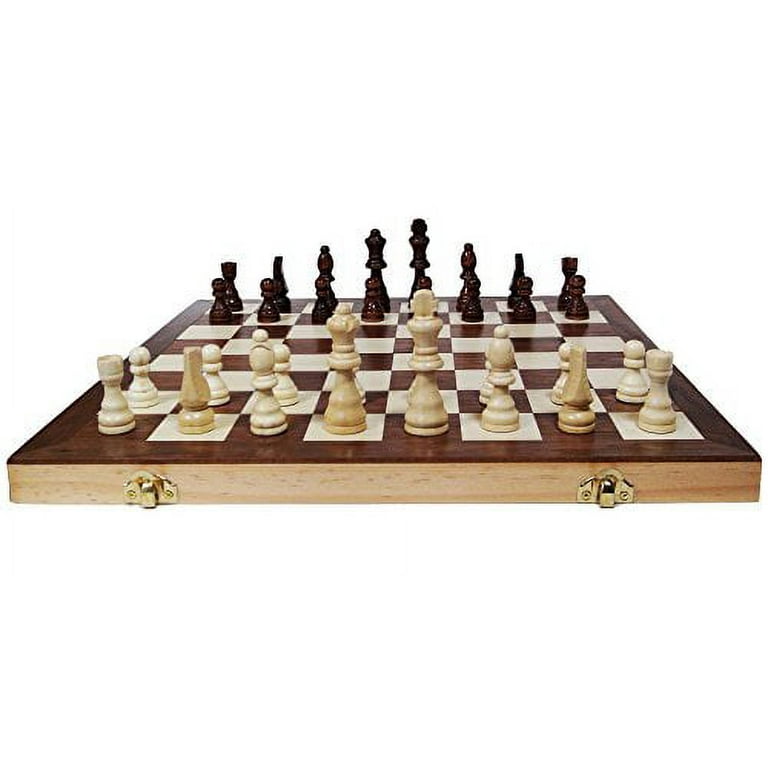 Chess Armory Large 17 Wooden Chess Set with Felted Game Board Interior for  Storage
