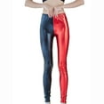 thumbnail image 2 of Women Wet Look Shiny Metallic Leggings Liquid Waist Stretch Pants Trouesrs Party Clubwear for Women, 2 of 5