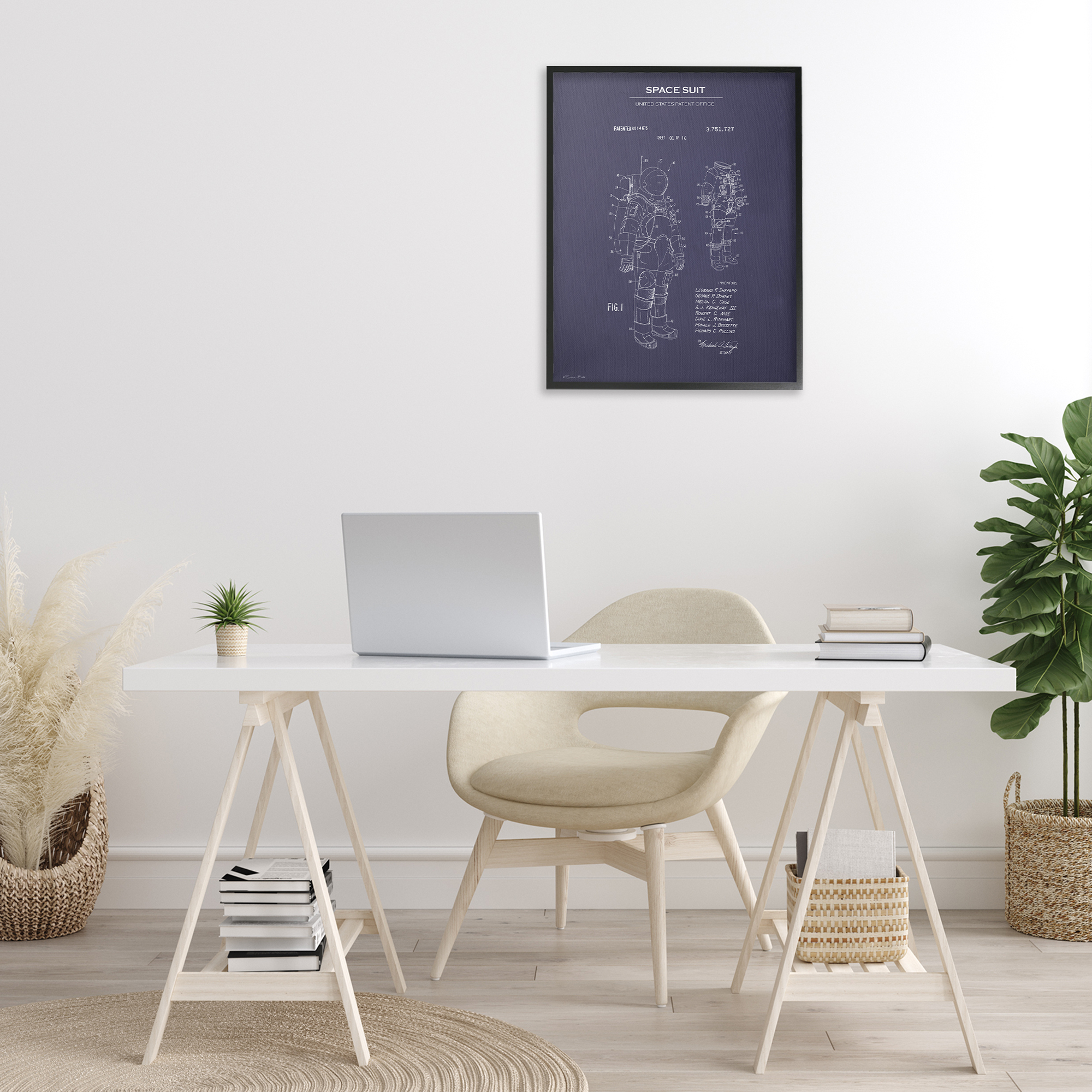 Stupell Industries Space Suit Blueprint Novelty Painting Black Framed Art Print Wall Art, 24 x 30