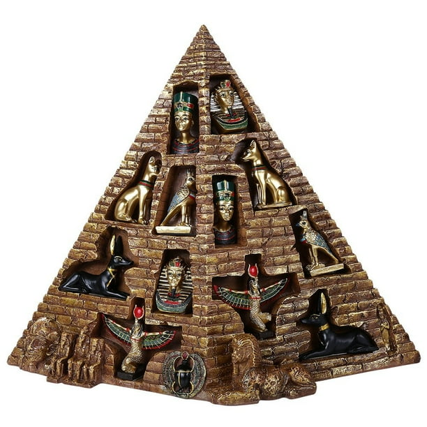 Ancient Egyptian Pyramid Display with 12 Pieces Miniatures Figurines of