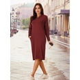 thumbnail image 3 of DARING DIVA Hoodie Pullover Sweater Midi Dress M Wine Red, 3 of 7