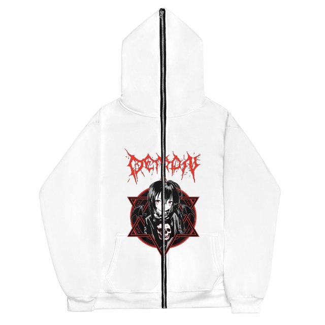 Sudaderas Y2K de chica oscura europea y americana para hombres y mujeres, sudaderas con capucha góticas para parejas, sudadera de Cremallera larga Harajuku