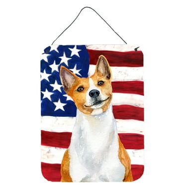 Carolines Treasures BB9692DS1216 Basenji Patriotic Wall or Door Hanging Prints 12WX16H multicolor