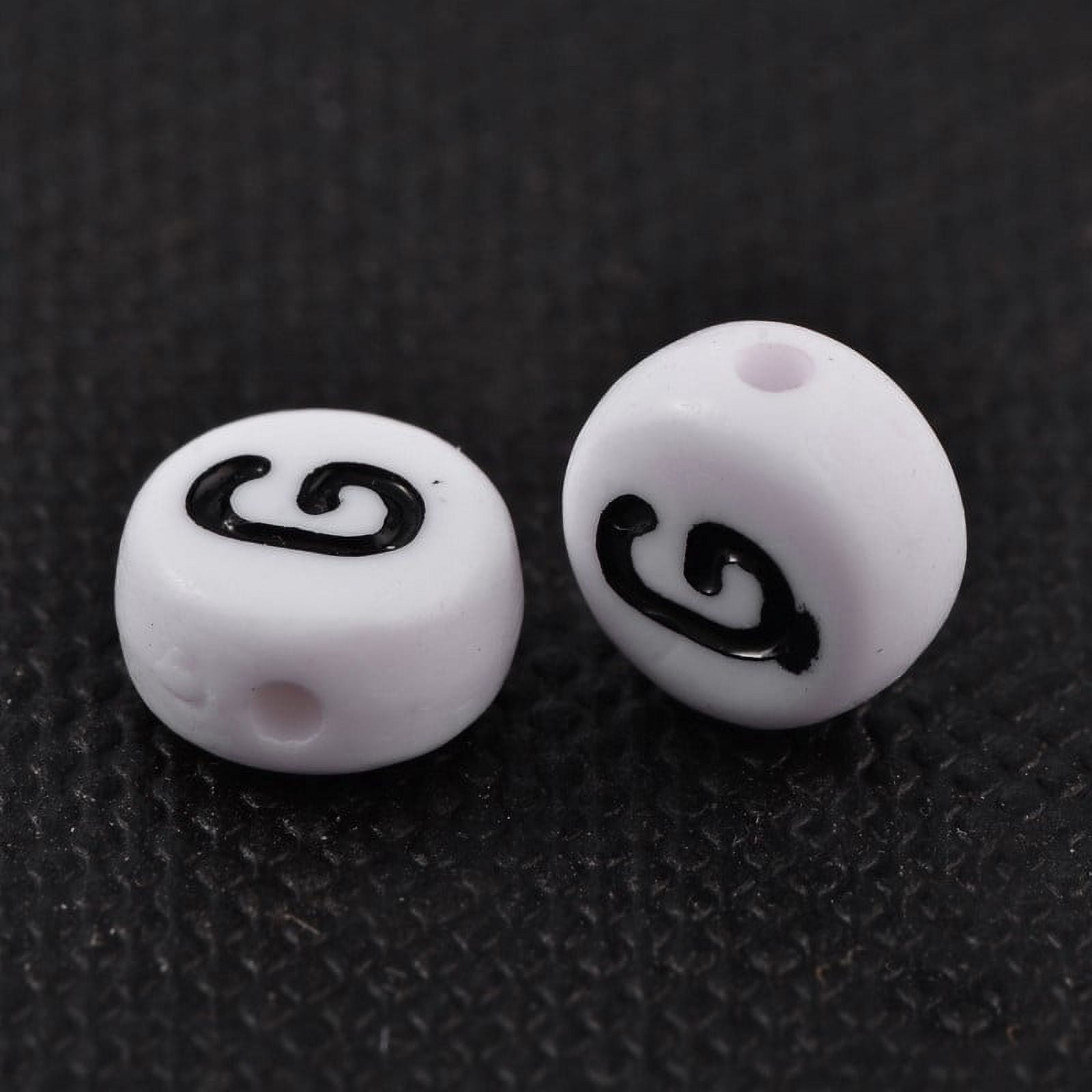 Acrylic Beads with Horizontal Hole Letter Flat Round Letter.G 7x4mm Hole: 1mm about 3500pcs/500g