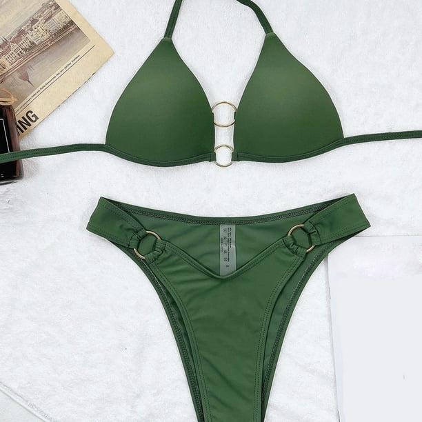 Fashion Design Dark Green Sexy High Waist Thong Bikini Women′ S Swimsuit  Two Piece Swimwear - China Swimwear and Bikini price