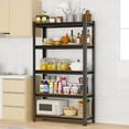 thumbnail image 2 of Kitchen Shelves, 5-Tier Adjustable Storage Shelves, Metal & Wood Pantry Shelf Organizer, Modern Kitchen Shelving Unit, for Garage, Utility Storage, 72" H x 35.4" W x 15.7" D, 2 of 13