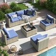 thumbnail image 2 of UDPATIO 7 Pieces Outdoor Patio Furniture Set, Outdoor Wicker Patio Conversation Set with Cushions for Backyard, Porch, Garden(Haze Blue), 2 of 9