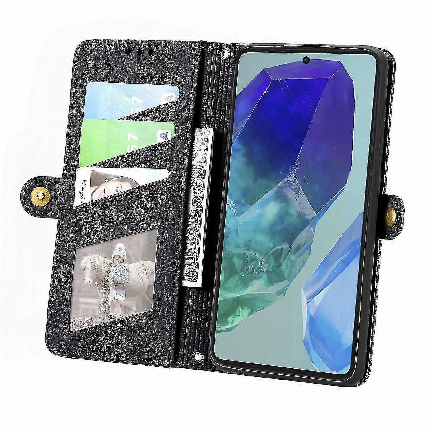 For ZTE Blade A55 Case Zipper Wallet Geometry Lines Leather Phone