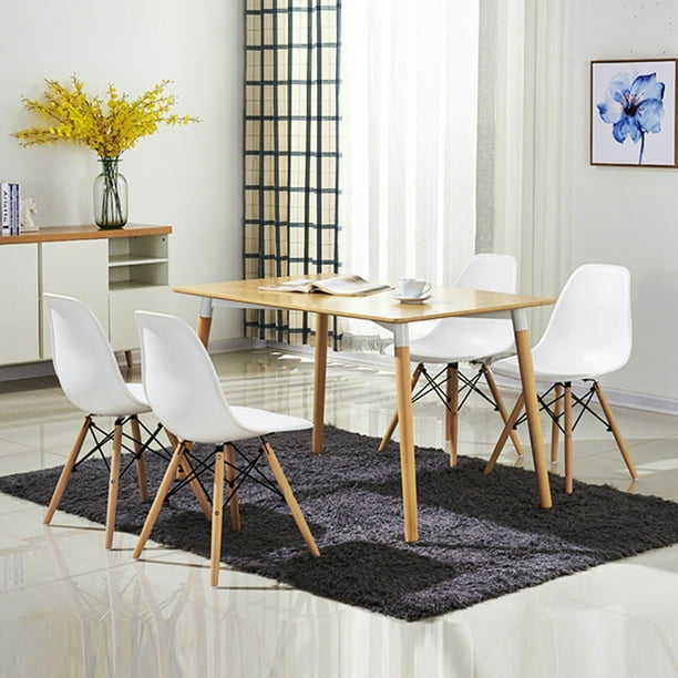 Costway set of 4 mid century modern style dsw dining side chair wood leg white clearance