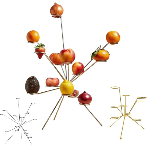 Exploded Fruit Basket - Fireworks on the Dinner Table, Exploding Fruit Bowl Stand, Creative Fruit Basket for Kitchen Counter Centerpiece Decor Silver