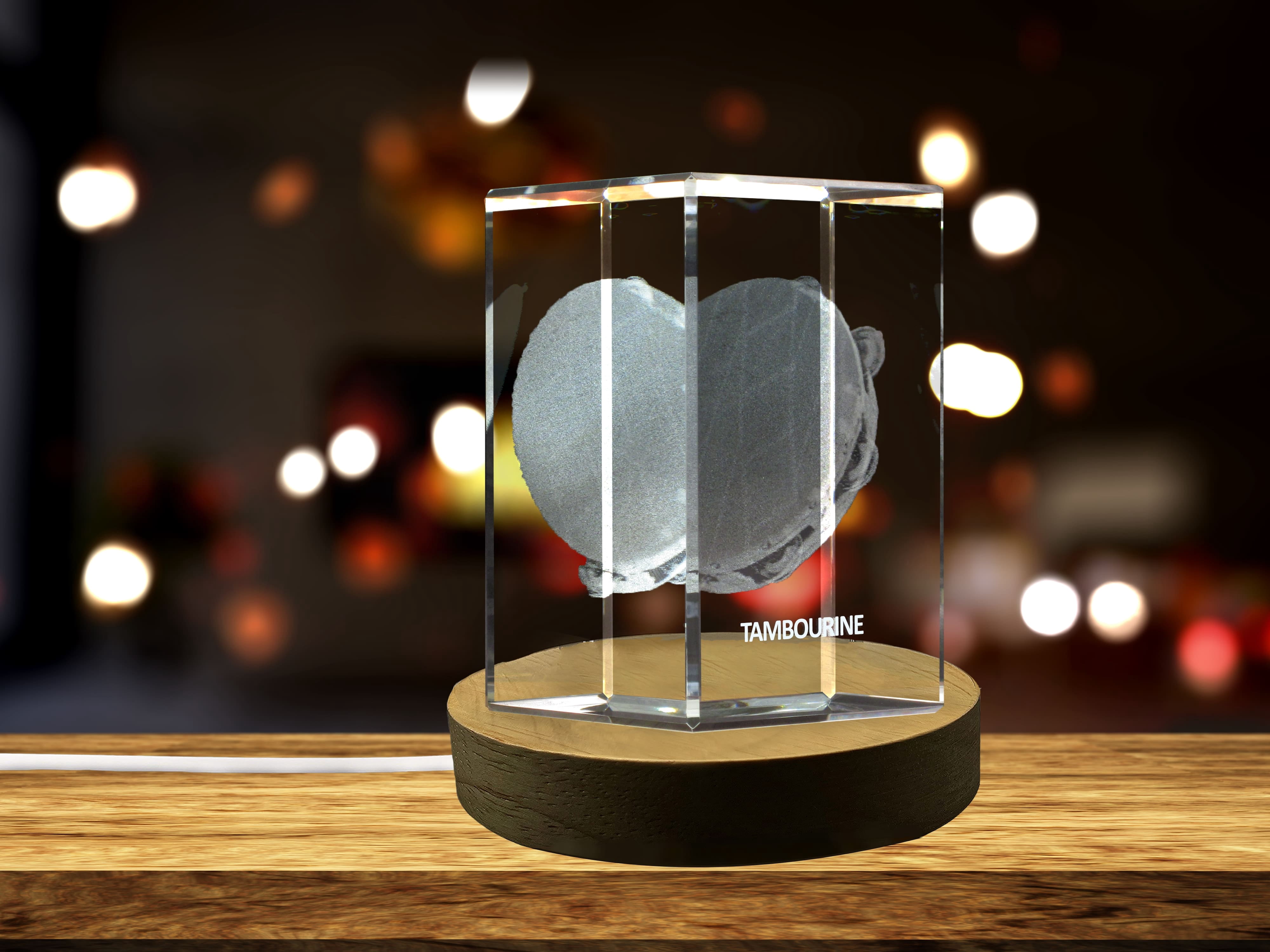 Tambourine 3D Engraved Crystal 3D Engraved Crystal Keepsake/Gift/Decor/Collectible/Souvenir