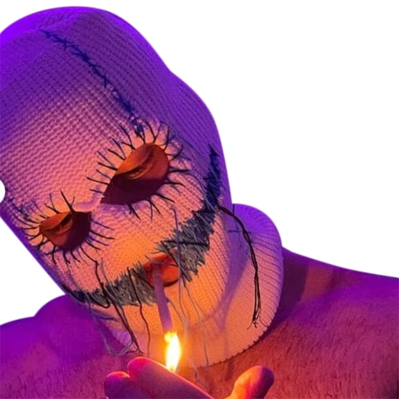 COMEET Knittinf Hat, Halloween Knit Scary Teeth Robber Head Covering Party Holiday Winter Warm Hat Full-Head