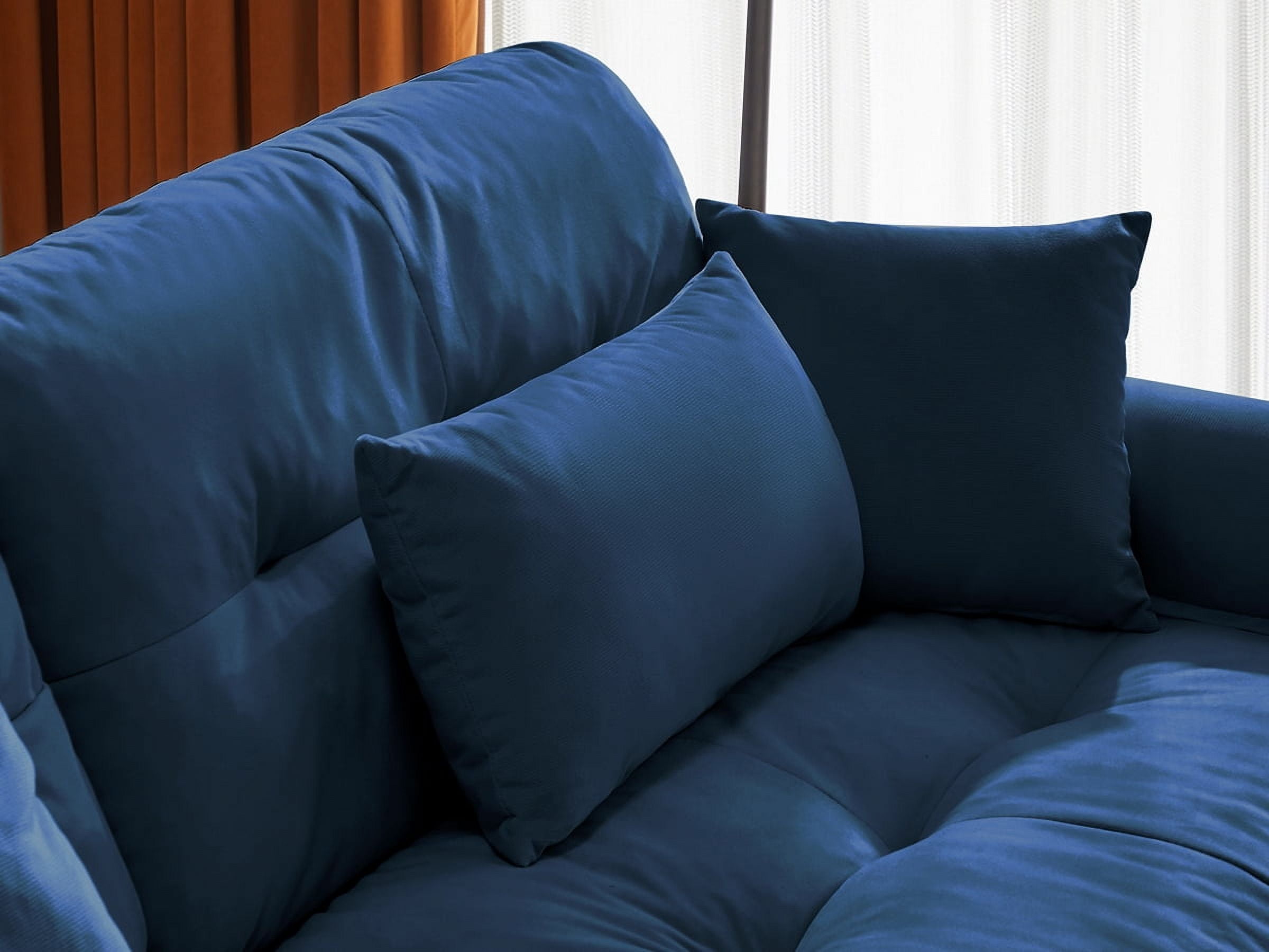 130"Oversized Couch, 3 Seater Modular Sectional Sofa, Blue Large U Shaped Sectional Couches for Living Room, Fluffy Couch Set, 3 Seater, Velvet Cloud Couch with Ottoman, Sofas for Living Room