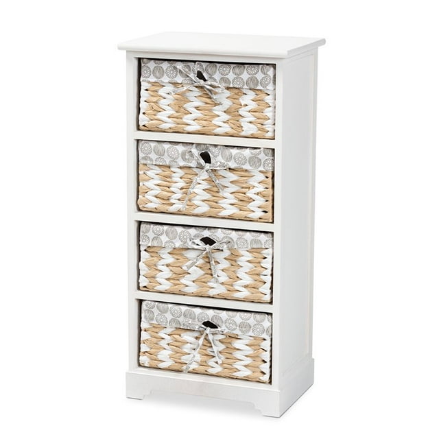 Baxton Studio Rianne Blanc Fini Bois Unité de Stockage 4 Paniers