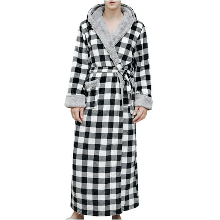 

JeashCHAT Sexy Lingerie for Women Naughty for Sex Play Autumn And Winter Thickening Plus Velvet Plaid Warm Couple Pajamas Bathrobe