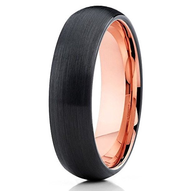 Tungsten Wedding Band Rose Gold Tungsten Ring 5mm Tungsten Carbide Ring Black Tungsten Band Men Women Comfort Fit Walmart Com