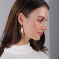 thumbnail image 5 of Humble Chic Floating Feathers Dangle Earrings - Rose Gold Long Hanging Leaf Drops, 5 of 9