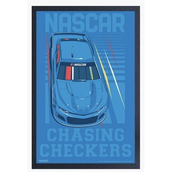 NASCAR Chasing Chec Indy Stock Car Racing Wall Decor Poster - 12x18 Inch Laminated Poster - Stunning Detail and Bold Colors