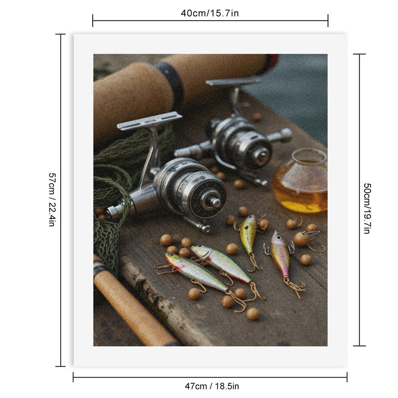 Paint By Numbers Kit for Adults Beginner - DIY Fishing Gear Lures Reels Net Accessories Canvas Painting Kits for Adults, Frameless Paint By Number for Adults for Home Wall Decor 16x20 Inch