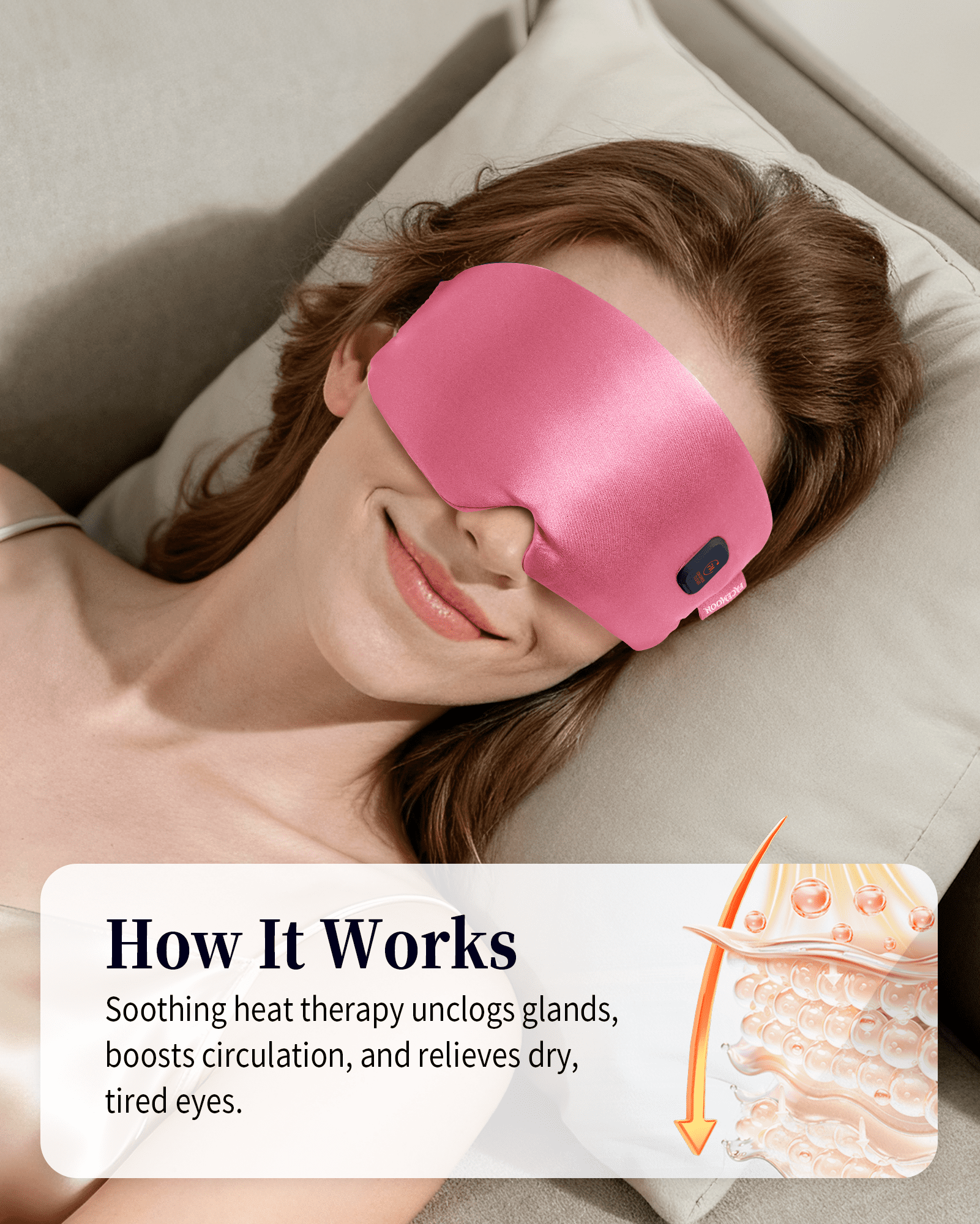 FACEMOON Silk Cordless Heated, Moist Heat Therapy Sleep Eye Mask for Dry Eyes with Storage Case, Blue