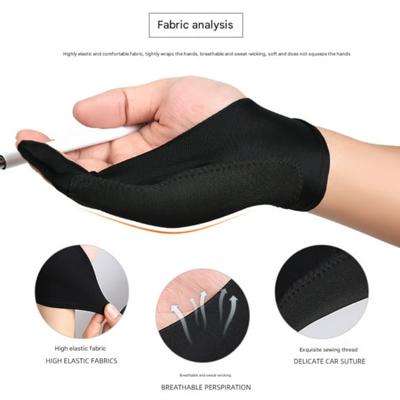 Anti-dirty art student painting gloves thickened spandex tablet stylus anti-accidental touch gloves two fingers breathable and sweat-proof (painting version)