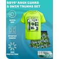 thumbnail image 3 of Quad Seven Boys' Rash Guard Swim Set - 4 Piece Quick Dry Swimsuit Trunk and Swim Shirt (Sizes: 5-12), 3 of 7