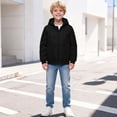 thumbnail image 6 of Boys Midweight Puff Jacket with Hood Zip Up Casual Relaxed Fit Warm Kids Winter Coats Black 6-14 Years, 6 of 7