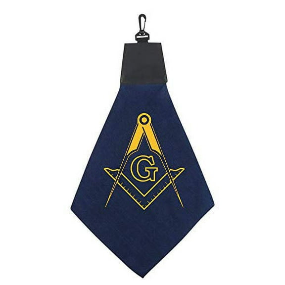 Mason G Square & Compass Freemason Masonic Triangle Golf Towel With Pleather & Swivel Hook Father's Day Club Ball Tee Golfing Gift Birthday Variety Colors Towels Vinyl