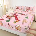 thumbnail image 2 of Manfei Red Initial K Letter Twin Sheet Sets, Kawaii Cartoon Santa Claus Twin Fitted Sheet, Christmas Reindeer Flat Sheet, Microfiber Bedroom Decor, 3pcs, 2 of 6