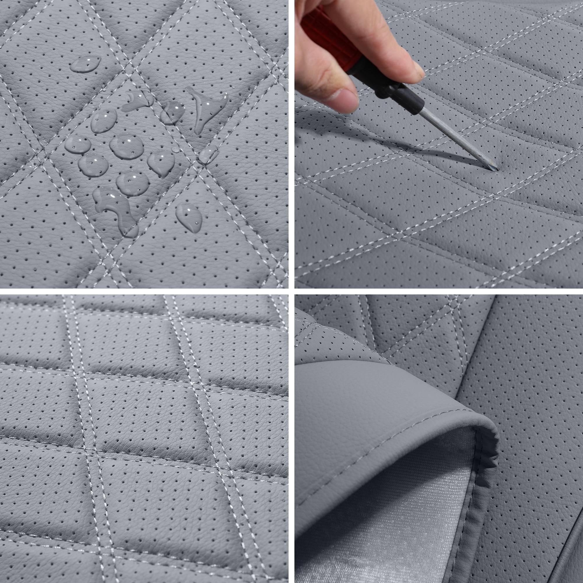Universal Front Car Seat Covers for 2 Seats, Elegant Gray Design, Full Surround Protection for Cars SUVs Trucks, Waterproof Anti-Wear Front Seat Protector Set