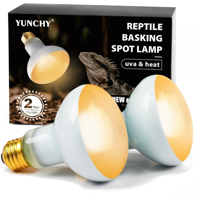 Lámpara térmica YUNCHY de 100 W para reptiles que toman sol a la luz del día con rayos UVA, paquete de 2
