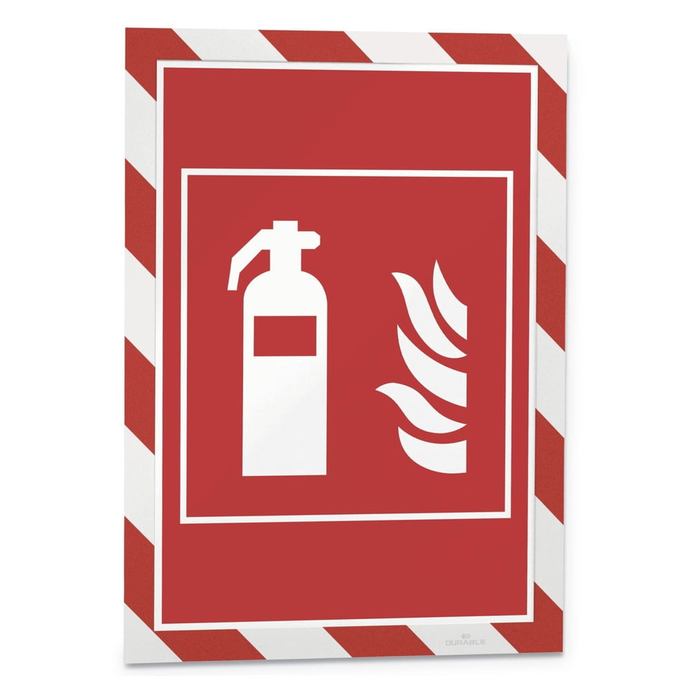 DURAFRAME Magnetic Security Sign Holder (Red/White) - 2 Pack, Fits Letter Size 8.5x11", Easy Insert Change, For Metal Surfaces
