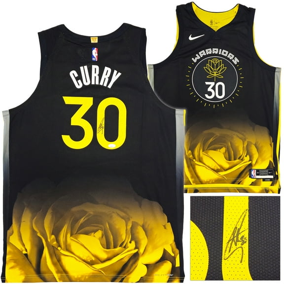 Golden State Warriors Stephen Curry Autographed Black Nike Authentic City Edition Jersey Size 52 JSA 235682