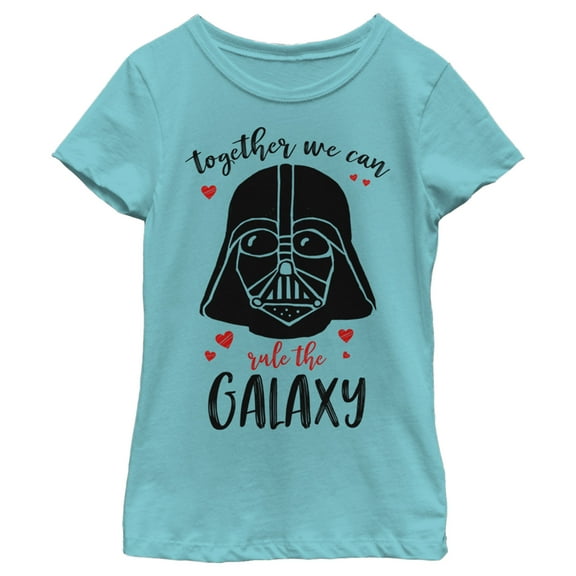 Girl's Star Wars Valentine's Day Darth Vader Together Rule the Galaxy  Graphic Tee Tahiti Blue X Large
