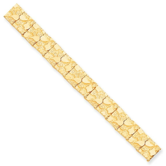 10K Yellow Gold bracelet Nugget 7 in 12 mm 12.0mm