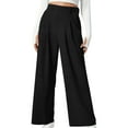 thumbnail image 3 of pstuiky Wide Legged Pants, Solid Color Casual Long Palazzo Pants High Waisted Trousers with Pockets Simple Gym Pants Women Black L, 3 of 9