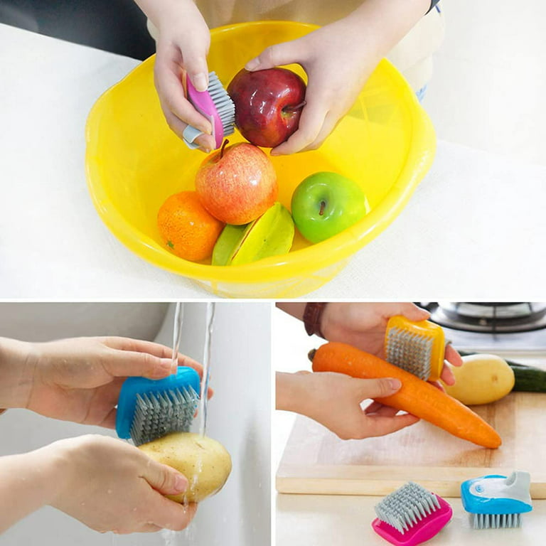 3 Piece Fruit Vegetable Brush, 3pcs Veggie Brushes Fruit Scrubber Flexible Bristles Scrubber Cleaning Tool Kitchen Brush for Carrots Fruits Home Kitch
