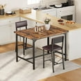 thumbnail image 5 of GAOMON 3-Piece Counter Height Dining Table Set for 2 with Footrest & Corner Protectors, Kitchen Table and 2 Upholstered Bar Stools, Rustic Brown, 5 of 8