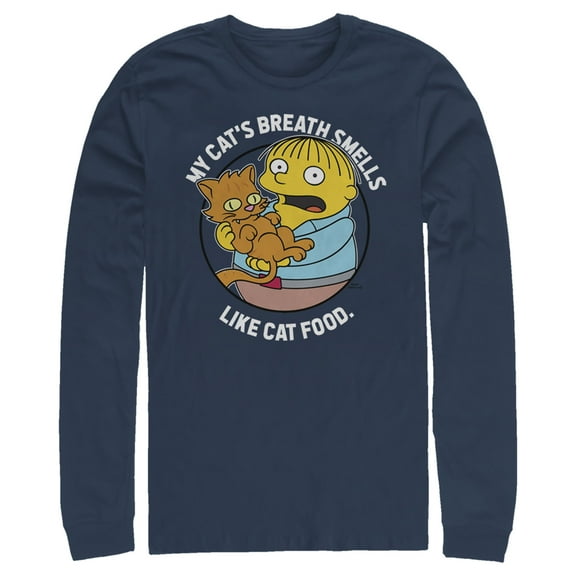 Men's The Simpsons Ralph and His Cat Long Sleeve Shirt Navy Blue X Large