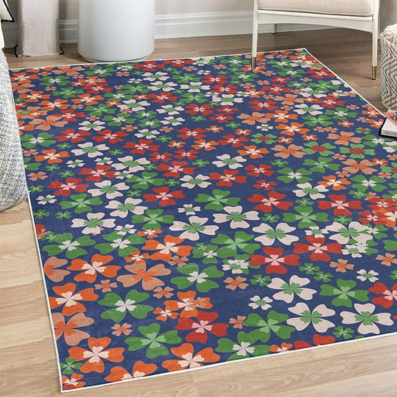 Flower Decorative Rug, Lilac Flowers Blossoms in Spring Romantic Meadow Happy Fun Countryside Print, Quality Carpet for Bedroom Dorm and Living Room, 6 Sizes, Orange, by Ambesonne