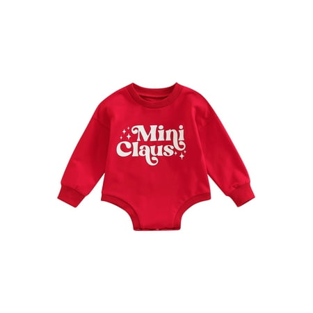 

LWXQWDS Christmas Newborn Baby Boys Girls Jumpsuit Letter Print Long Sleeve Romper Xmas Clothes Red 3-6 Months