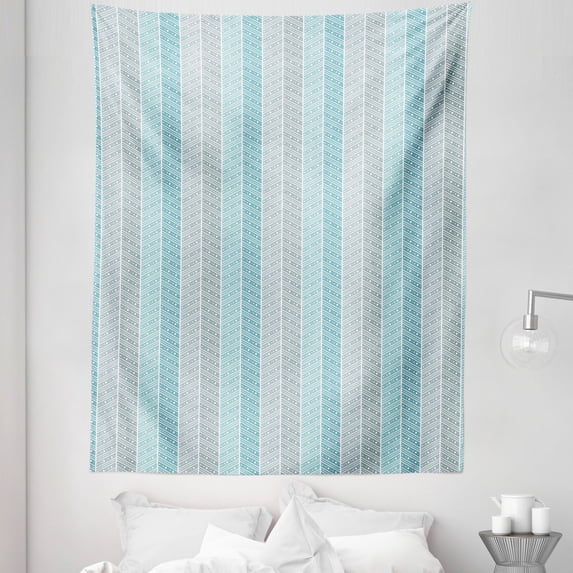 Geometric Tapestry, Abstract Pattern of Dotted Rectangles, Fabric Wall Hanging Decor for Bedroom Living Room Dorm, 5 Sizes, Pale Blue Sky Blue, by Ambesonne