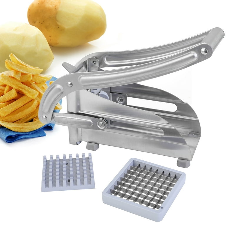 Coma French Fry Cutter with 2 Blades, Professional Potato Cutter Stainless Steel, Potato Slicer French Fries, Press French Fries Cutter for Potato