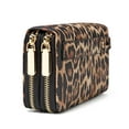 thumbnail image 3 of Daisy Rose Dual Zipper Wallet, Leopard Print, RFID Blocking, PU Vegan Leather, Leopard, 3 of 9