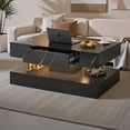 thumbnail image 7 of UHOMEPRO White LED Coffee Table, Modern High Gloss Living Room Center Table with Storage Drawers, Remote Controlled RGB LED Lights, 2-Tier Rectangle Marbling Print, 7 of 7