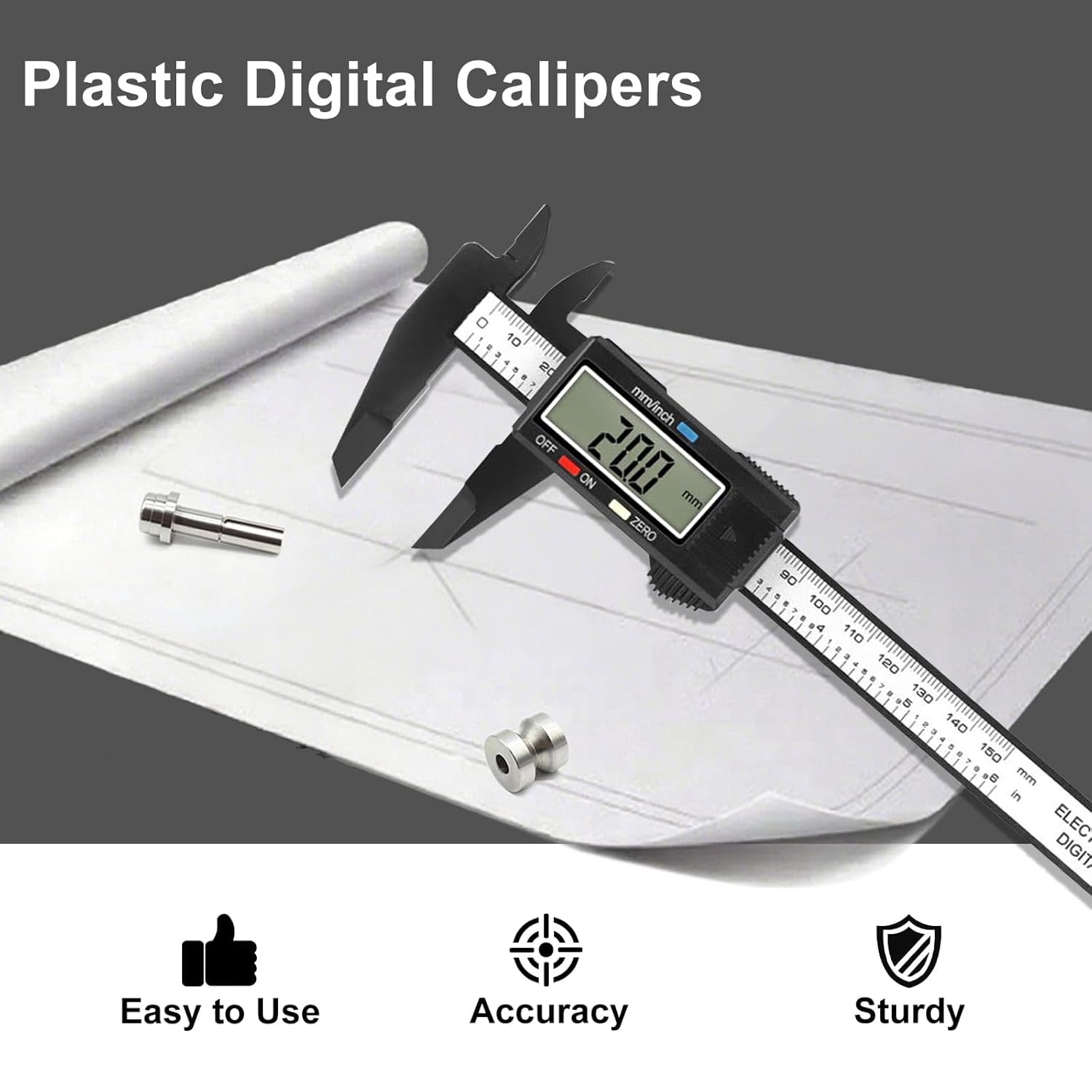 Digital Caliper, 0-6 inches Caliper with Large LCD Screen, Auto - Off Feature, Inch and Millimeter Conversion Measuring Tool, Perfect for Household/DIY Measurment, etc