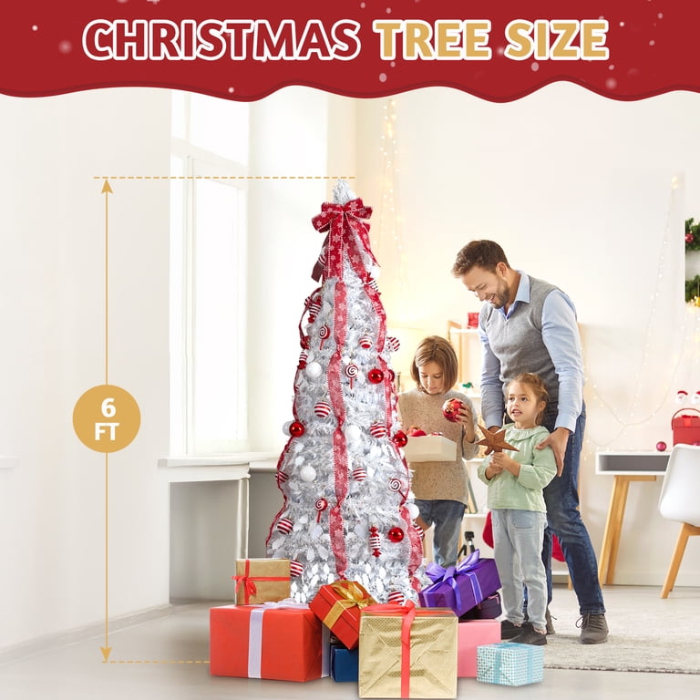 Ktaxon 6 FT Artificial Christmas Tree,Pre-Lit Collapsible Xmas