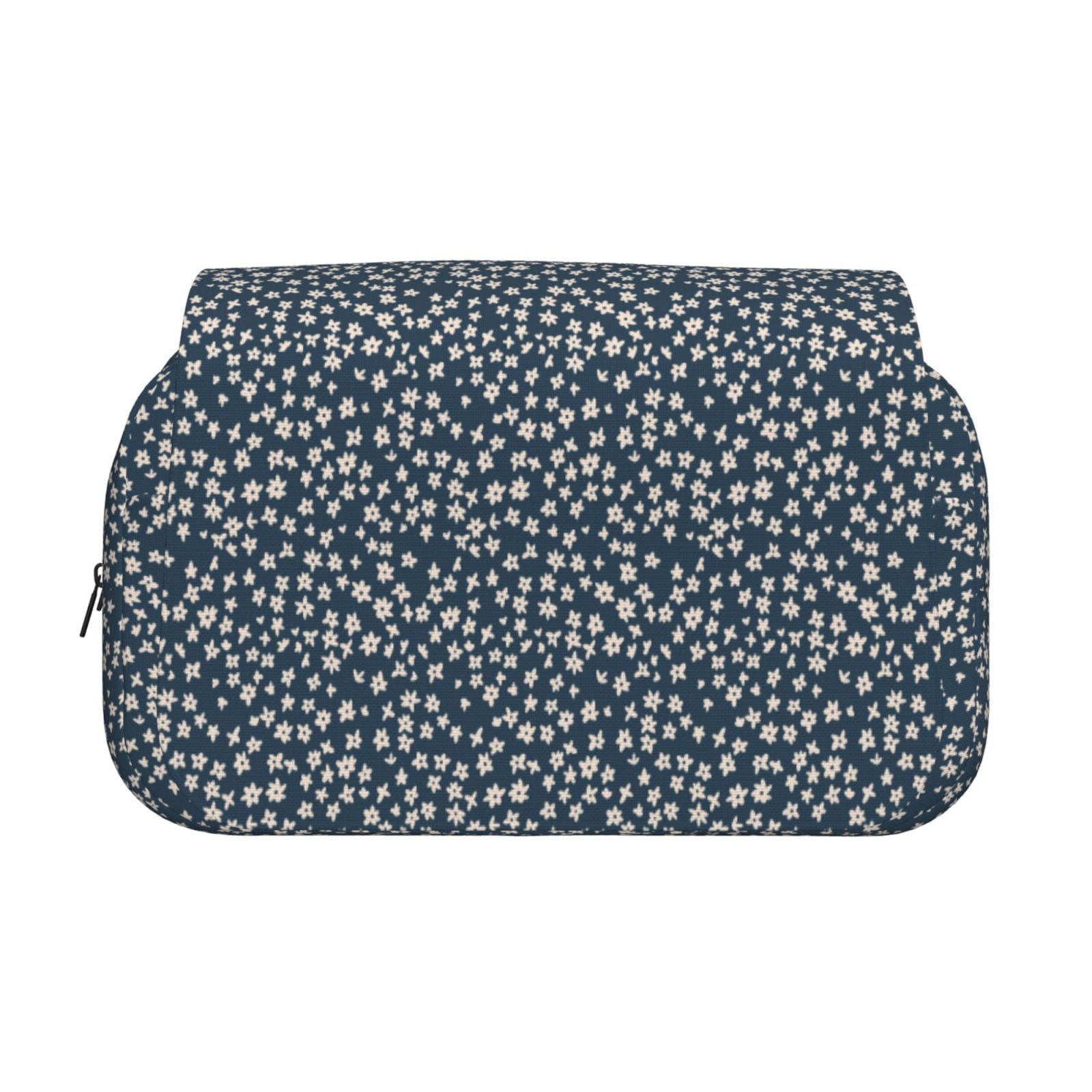 Rateoe Small White Flowers Pattern Double Clamshell Pen Case, Storage Organizer with Two Zipper Compartments– Holds Up to 50 Pencils & Pens